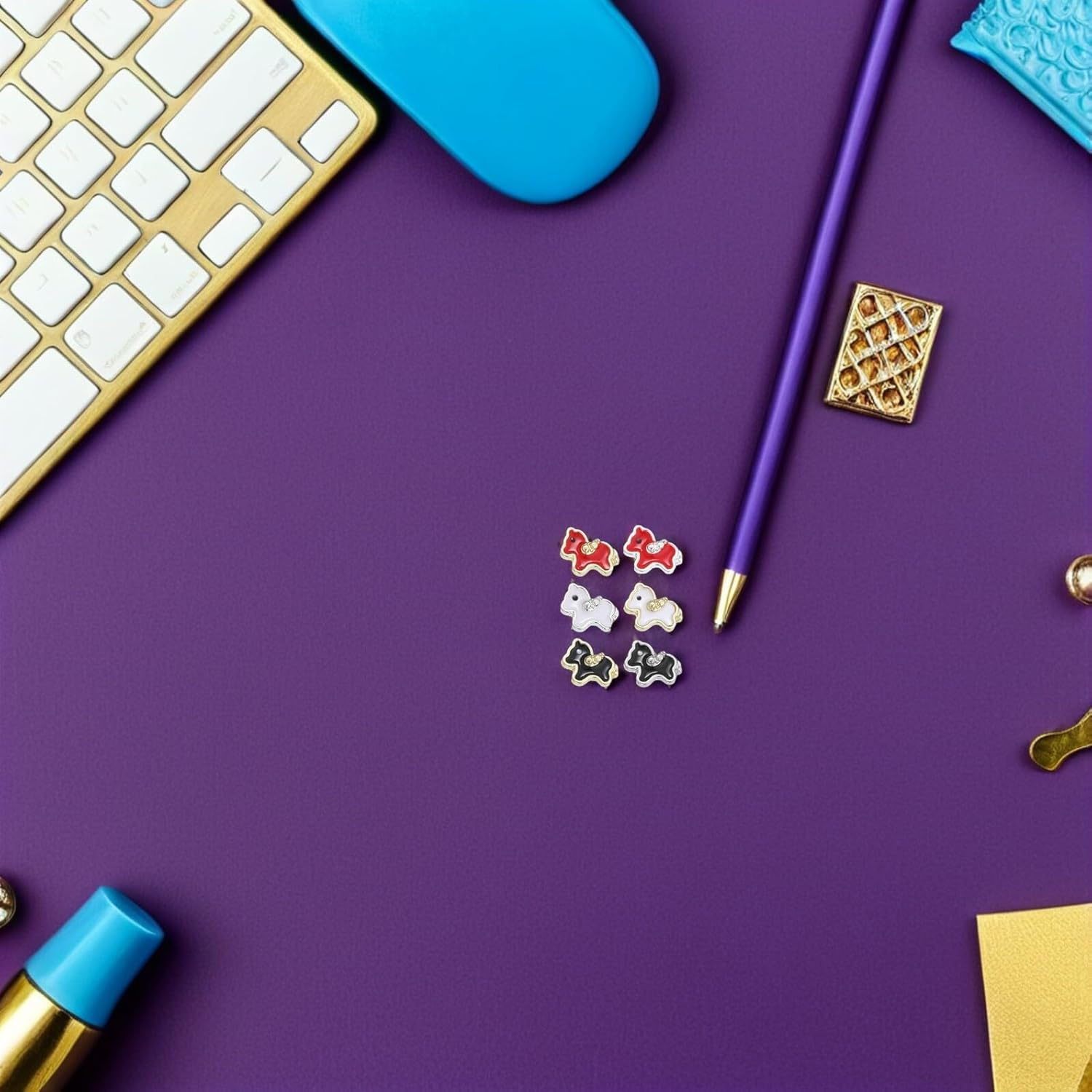 60Pcs Cute Cartoon Horse Nail Charms Animal Embellishments Nail Supplies for Women DIY Manicure Decorations Party Accessories image number 4