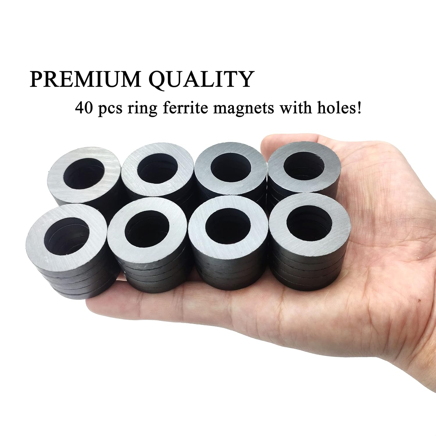 Ferrite Ring Magnets with Holes - 1.26 Inch (32Mm) round Disc Donut Magnets for Refrigerator Fridge, Science Projects, Crafts, around the Office (Pack of 40) image number 6