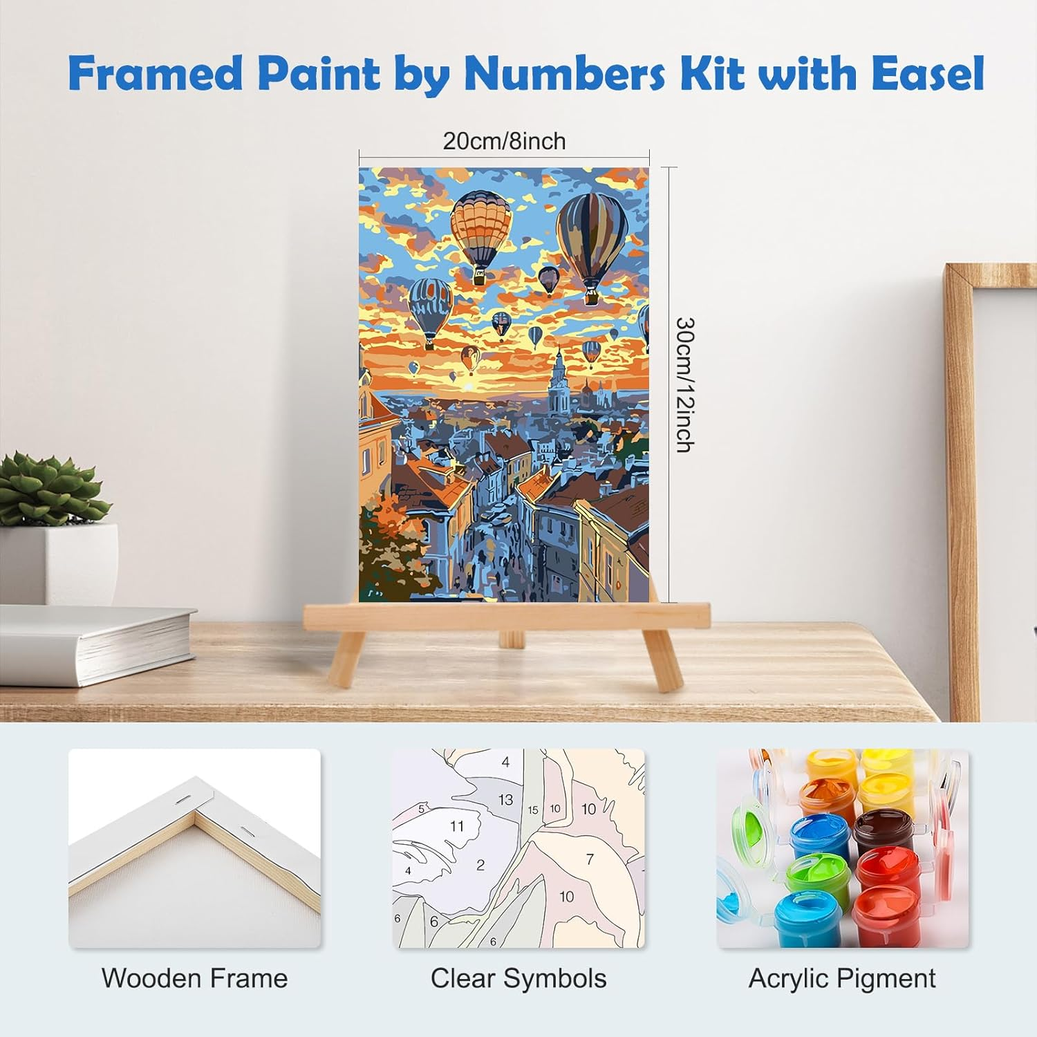 MOGTAA Hot Air Balloon Paint by Numbers for Adults Beginner with Frame, Landscape Painting by Numbers for Adults with Easel, DIY Oil Painting Kits Art Crafts for Home Decor, 8X12In - Cherry Blossom image number 4