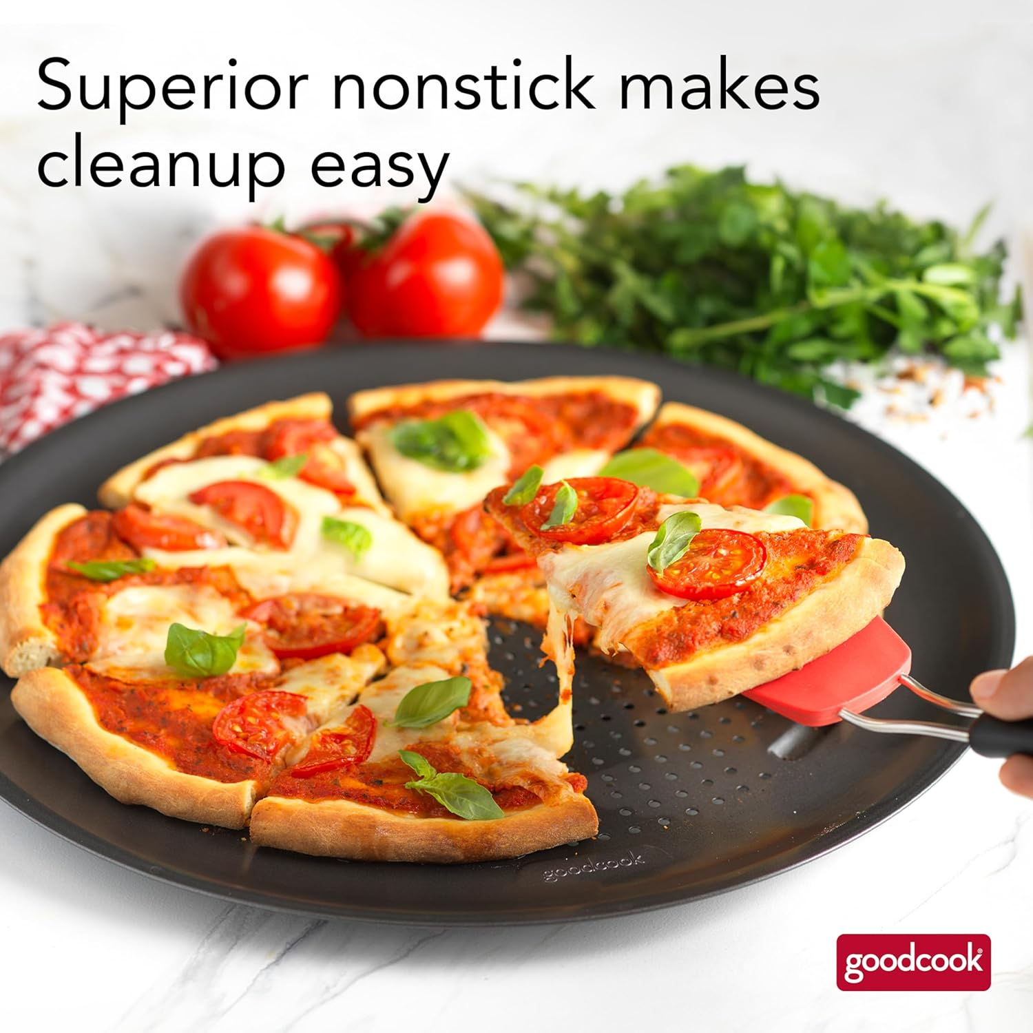 Goodcook Airperfect 15.75" Insulated Nonstick Carbon Steel Pizza Pan with Holes image number 6