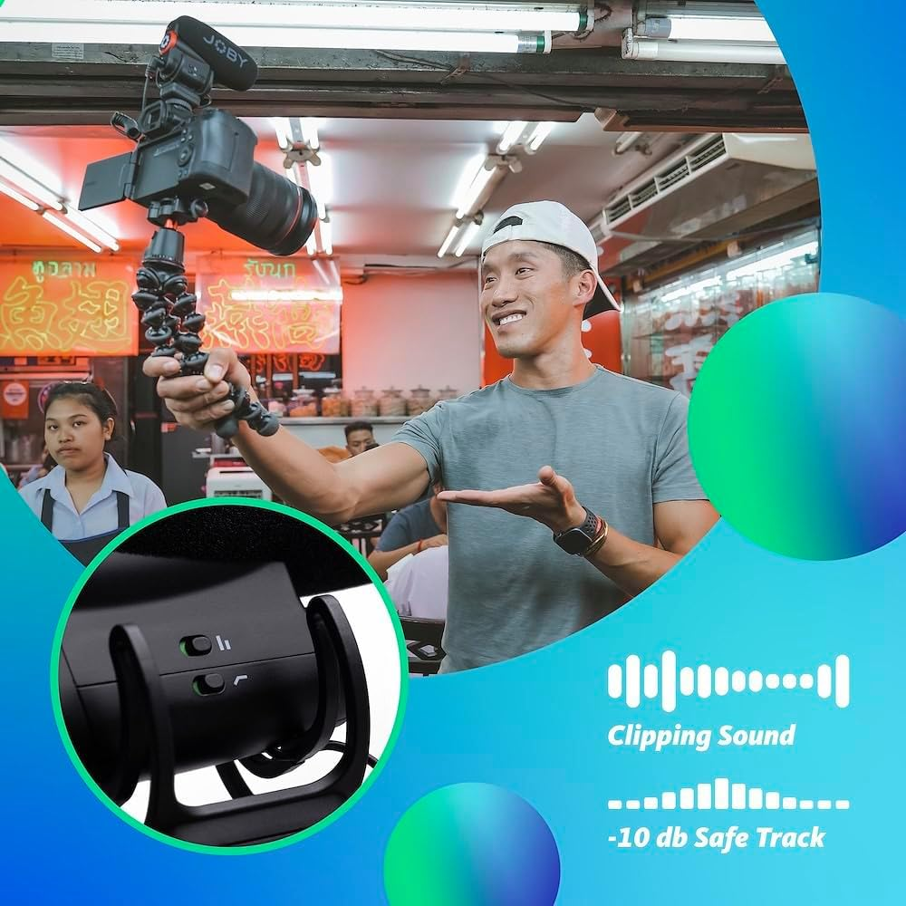 JOBY Wavo Plus, On-Camera Vlogging Microphone, Super Cardioid Microphone with Live Audio Monitoring, High-Pass Filter, Auto-Power Mode, LED Battery Level, Microphone for Compact Cameras image number 2