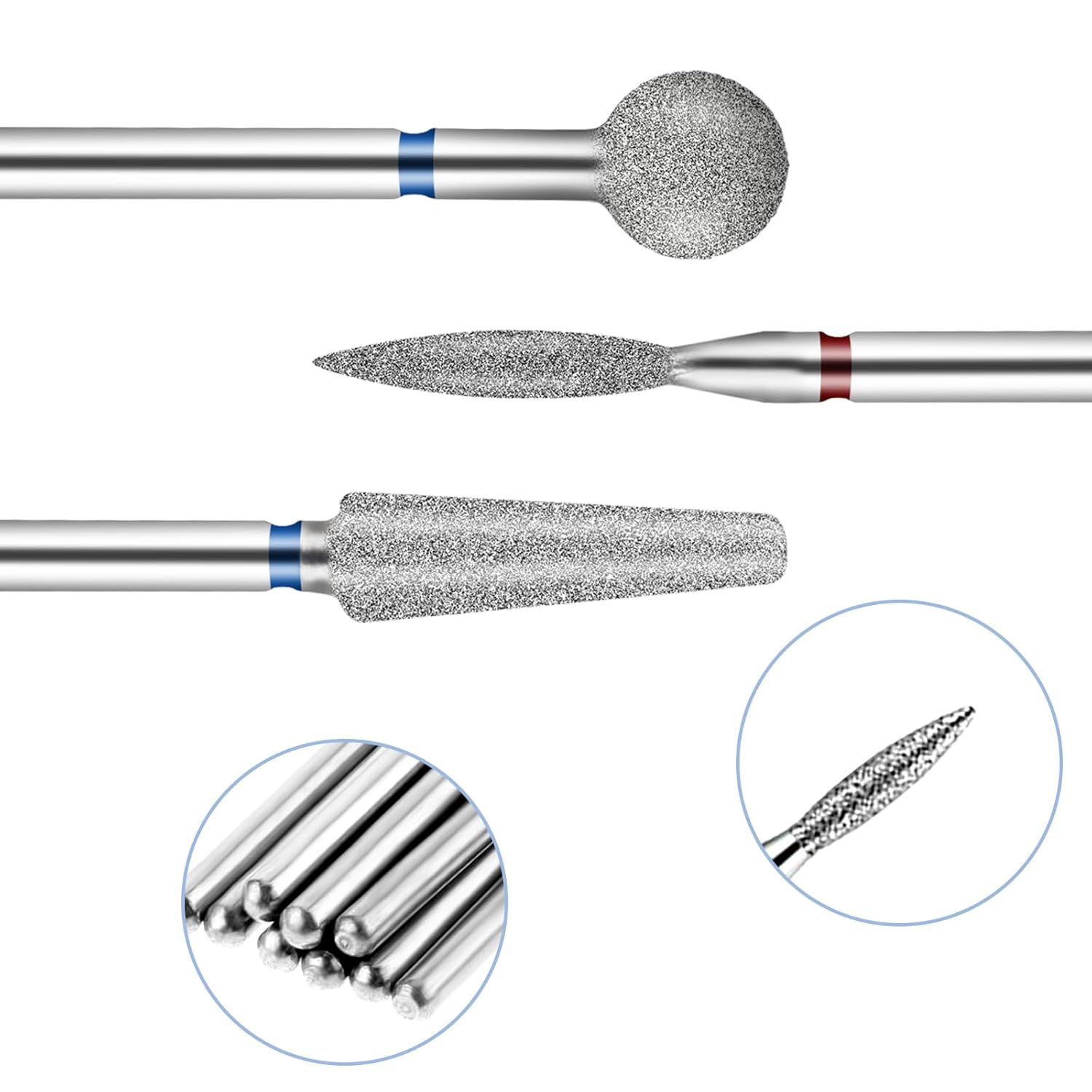 Yuxianlb 3 Pcs Diamond Nail Drill Bits Cuticle Drill Bits Ball Shape Cuticle Nail Trimmer Bit Flame Bit All in One Nail Prep Kit for Manicure Salon Cuticle Remove for under Nail Dead Skin Cleaning image number 6