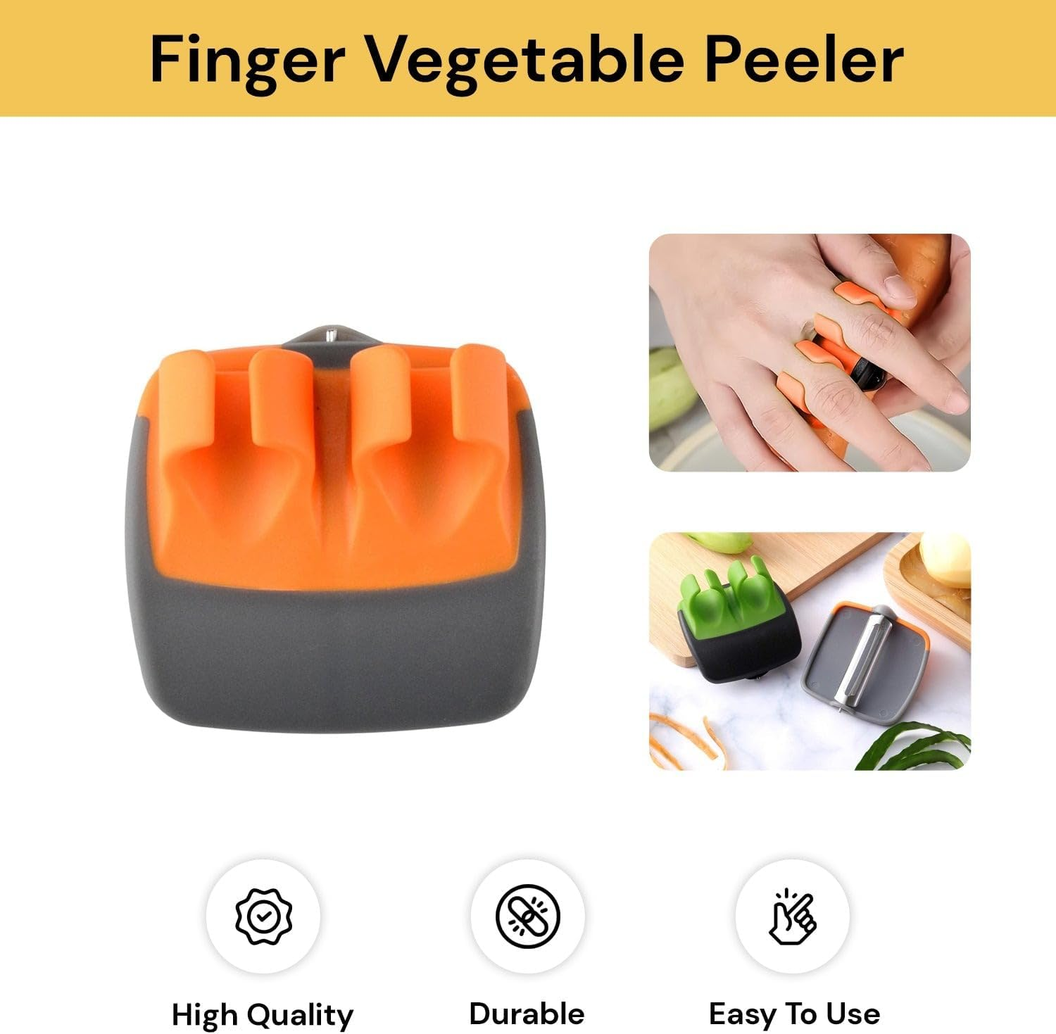 EZONEDEAL Fruit Peeler Ultra Sharp Double Finger Peeler Cutter Fruit and Vegetable Peeler Slicer Cucumber Potato Peeler Tomato Kitchen Tools Creative Gadgets - Palm Peeler (Orange (2PCS))