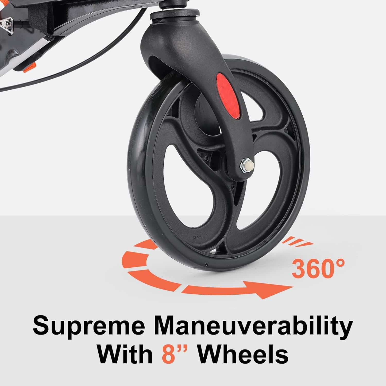 Rollator Walker, Upright Rollator Walker, Aluminum Lightweight Folding Height Adjustable Fit Elderly 4 Wheel and Removable Back Support image number 2