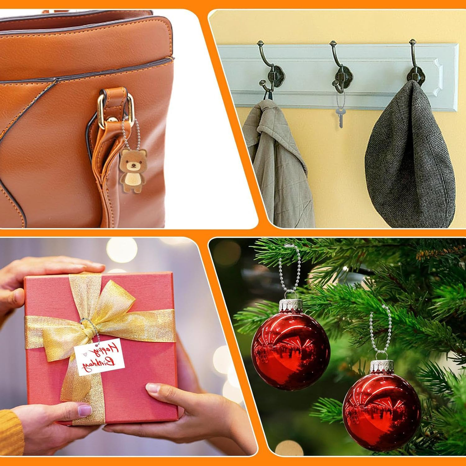 Pack of 100 Metal Bead Ball Chains with Connector,10Cm Long 2.4Mm Diameter Adjustable Steel Ball Circles Connector Clasp,Stainless Steel Dog Tag Necklace Chains,Beaded Key Circles for Jewelry Making Supplies Necklace Earring Bracelet Findings DIY Craft Accessories image number 1