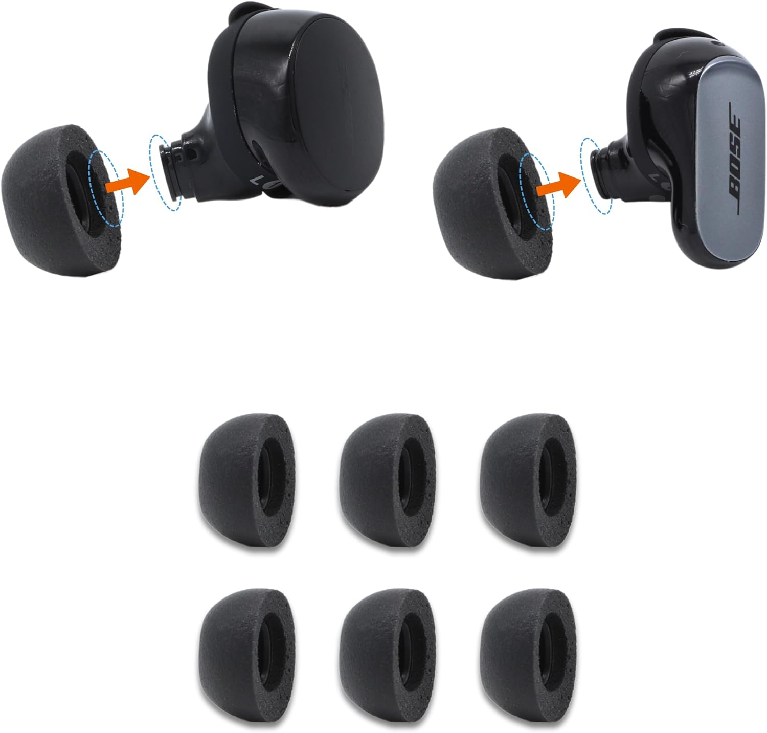 Comply Memory Foam Replacement Earbud Tips for Bose Quietcomfort, Ultra, II | Ultimate Comfort, Secure Fit, Superior Noise Isolation | Black (S/M/L) (3 Pairs) image number 4