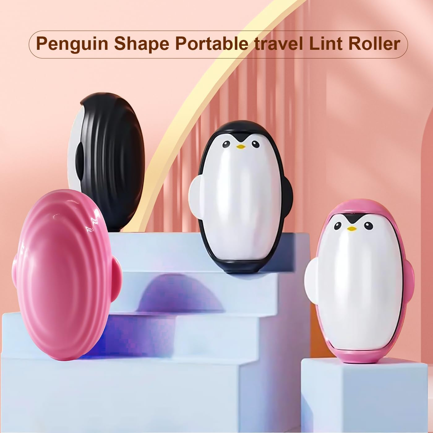 Penguin Roller 2Pcs Washable Reusable Mini Travel Lint Roller Extra Sticky Pet Hair Removal Tool for Clothes Effective Dog Cat Hair Remover