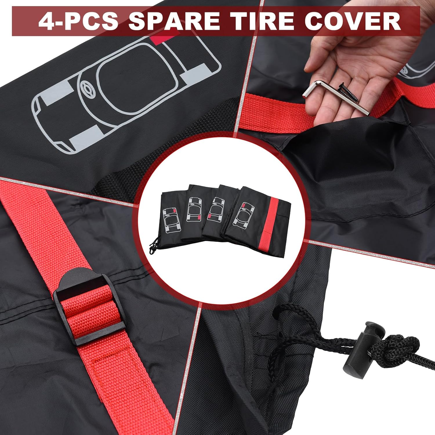 Avutrel Tyre Bags, Set of 4, 19-23 Inch Universal Wheel Cover, Rim Protection, Waterproof, Dustproof, Tyre Storage, Motorhome, for Cars Such as Large Suvs image number 4