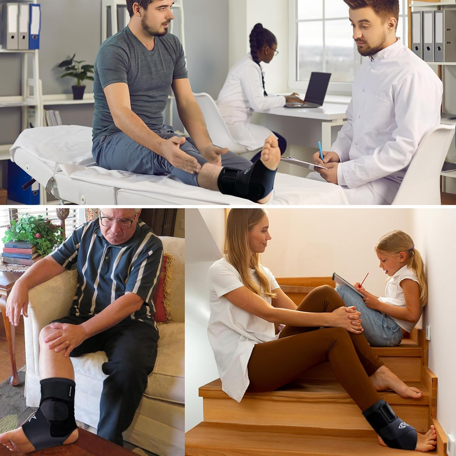 Ankle Brace with Side Stabilizing Pads - Breathable Neoprene Ankle Support for Woman and Man - Adjustable Straps Enhance Stability for Weak Ankles, Sprains, Achilles Tendonitis and Sports Injury Recovery image number 1