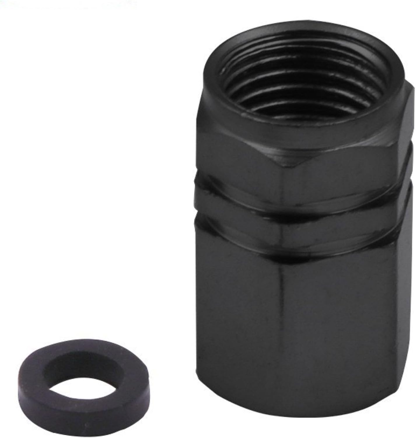 FUZVOL 8PCS Dust Caps Aluminium Alloy Tyre Valve Caps Leak-Proof Wheel Caps Universal Metal Tire Covers with Seal Ring for Car Truck Bike Motorcycle（Black） image number 3