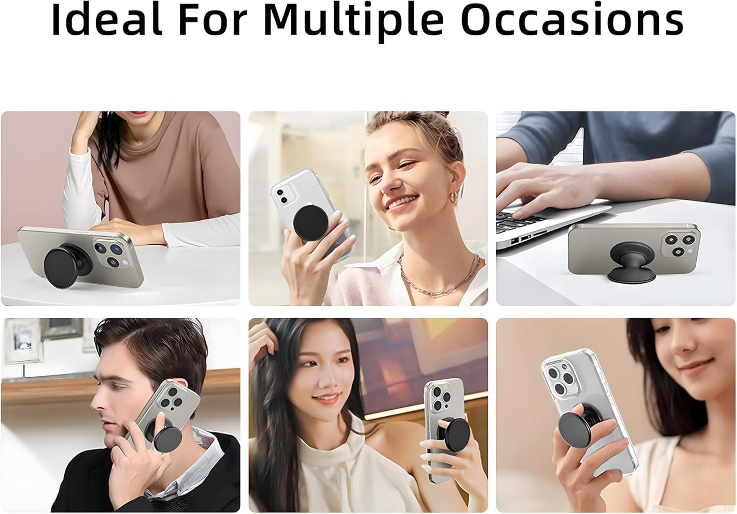 Drimzate Silicone Phone Grip with Expanding Kickstand, Cell Phone Holder for Hand，Pink - Green+White image number 2