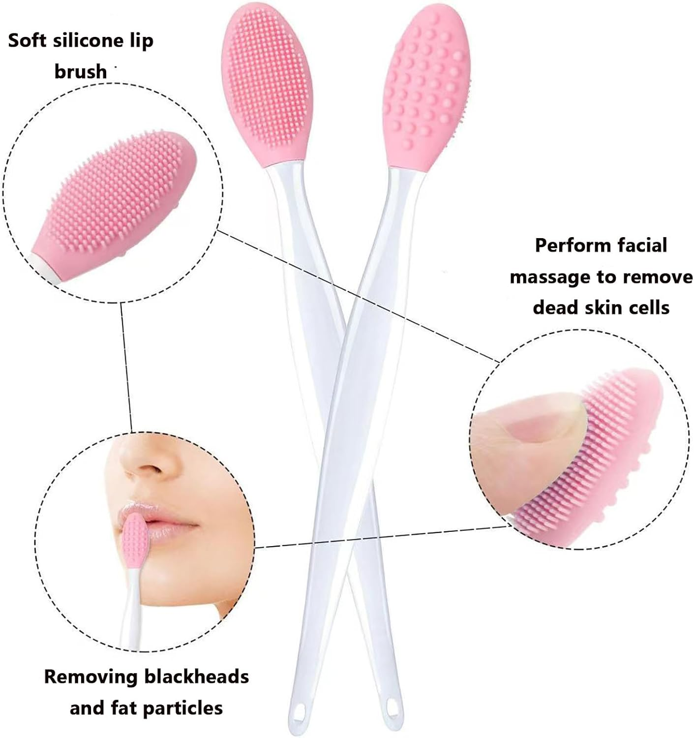 SYGELER 5-Pack Double-Sided Silicone Lip Scrub Brushes &ndash; Gentle Exfoliating Tool for Lip Lightening, Dark Lips Care & Softening | Men/Women Reusable Lip Exfoliator Kit image number 6