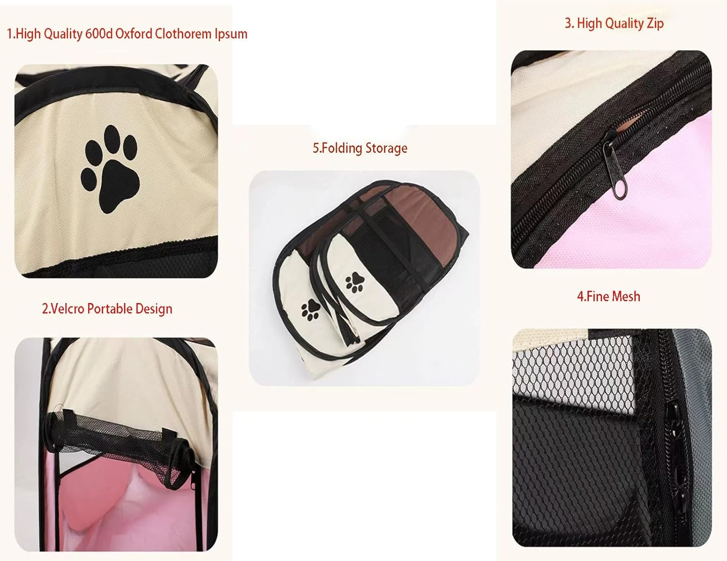 Portable Pet Pen, Collapsible Pet Exercise Tent, Indoor Outdoor Pet Pen for Small Dogs Dogs Cats Rabbits Kennel House Playground, Indoor Outdoor Travelling Camping Use ( Color : a , Size : 91*91*58Cm