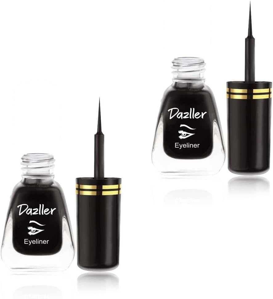 Dazller Eyeliner Black Matte Washable Water-Resistant Smudge-Proof up to 8 Hrs Stay Lightweight One Stroke Application 6Ml - (Pack of 2) image number 2
