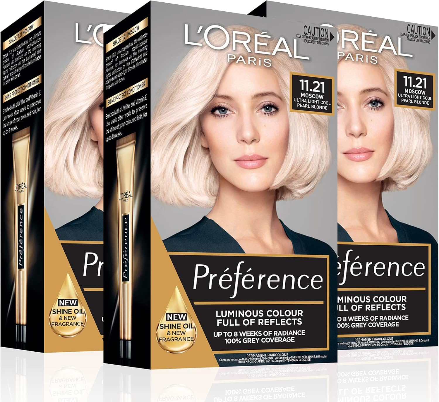 L'Or&eacute;al Paris Preference Permanent Hair Colour, 11.21 Moscow (Pack of 3)