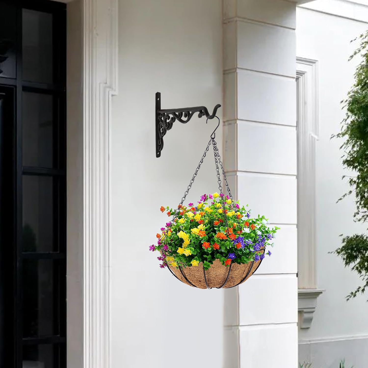 Mrmrkura 2 Pack 10 Inch Hanging Plant Bracket, Wrought Iron Plant Hangers Outdoor Indoor, Wall Hooks for Bird Feeder Hanger/Lantern Wind Chimes (2 Pcs) image number 2