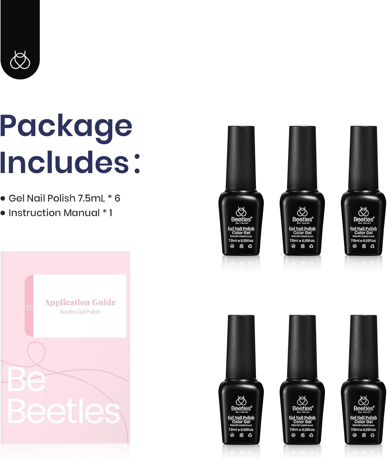 Beetles Gel Polish Gel Polish Set- 6 Colors Starry Nightfall Sparkly Navy Blue Gel Nail Polih Sliver Glitter Gel Polish Kit Nail Art Design Soak off Uv Nail Lamp Gel Nail Kit Gel Nail Polish Colors image number 2