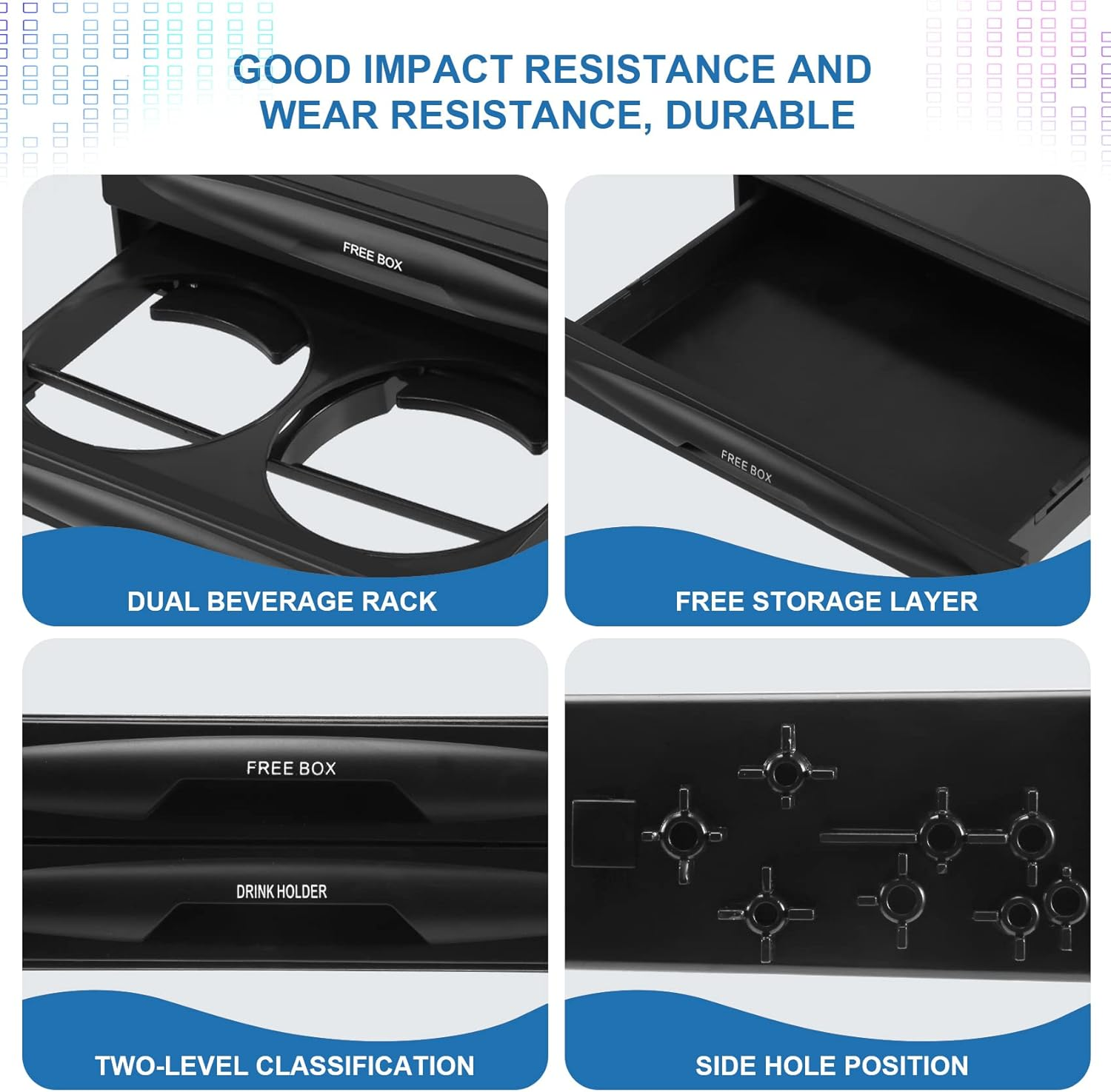 Dovhmoh Car Auto Single Din Radio Pocket, Universal Cd Radio Pocket Drink Cup Holder Storage Box Black image number 5