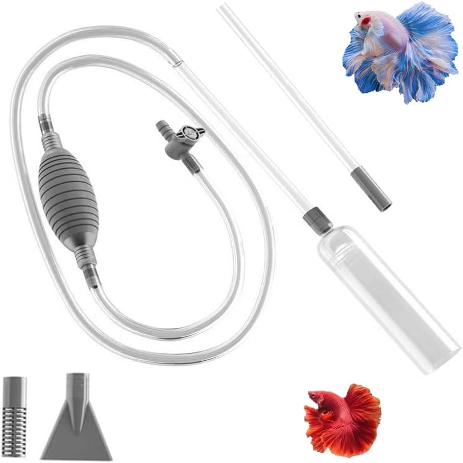 3.0M Aquarium Water Changer Gravel Vacuum for Fish Tank Cleaning Tools,Hot Tub Vacuum Spa Vac,Manual Spa Vacuum Wand Cleaner Cordless Pool Cleaner,Handheld Flexible Hose for Dirt(3 Cleaner Heads) image number 1