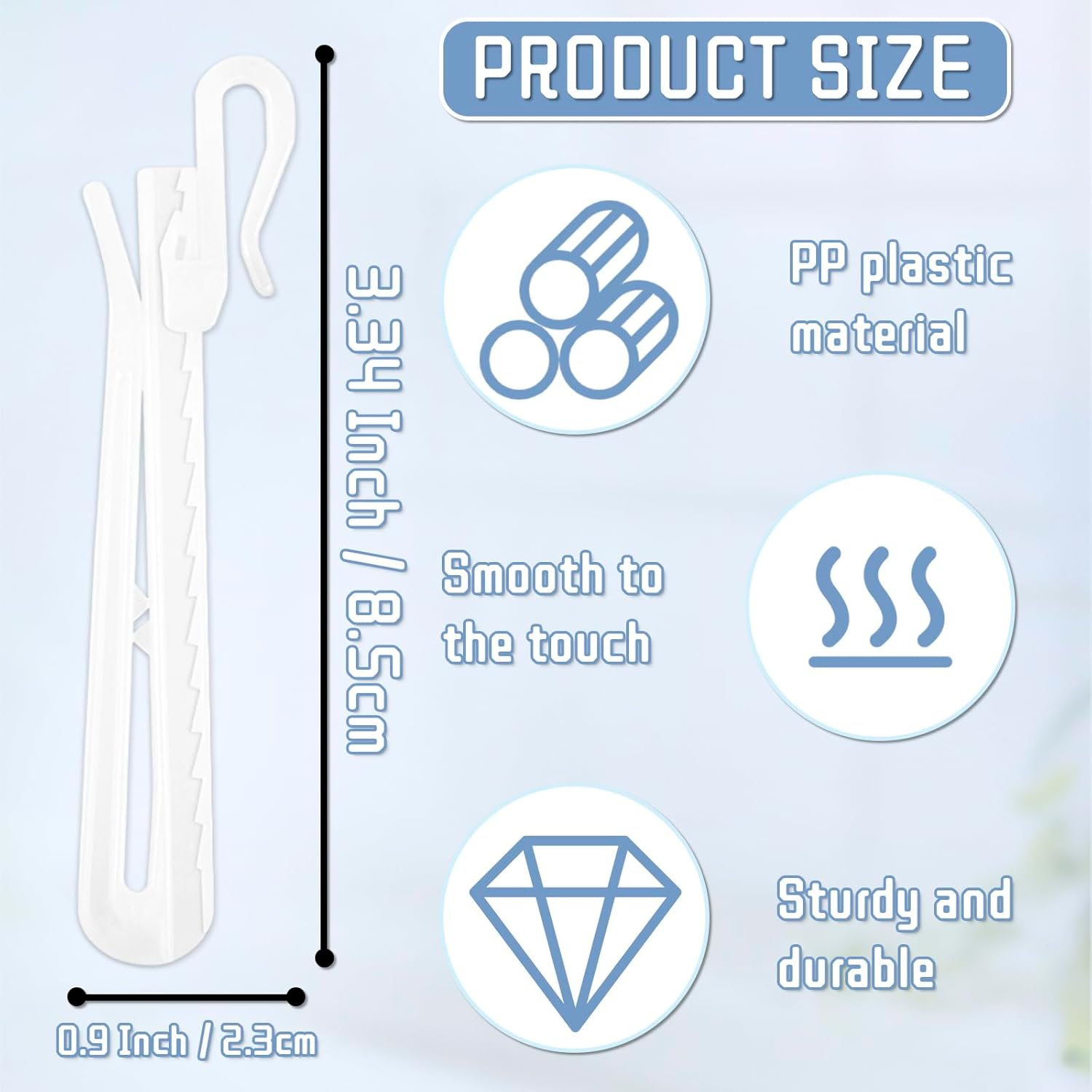 120Pcs White Plastic Curtain Hooks,Adjustable Depth Pinch Curtain Hook Clips,Ratchet System Pinch Pleat Curtain Hooks for Window Curtain, Door Curtain and Shower Curtain (White)