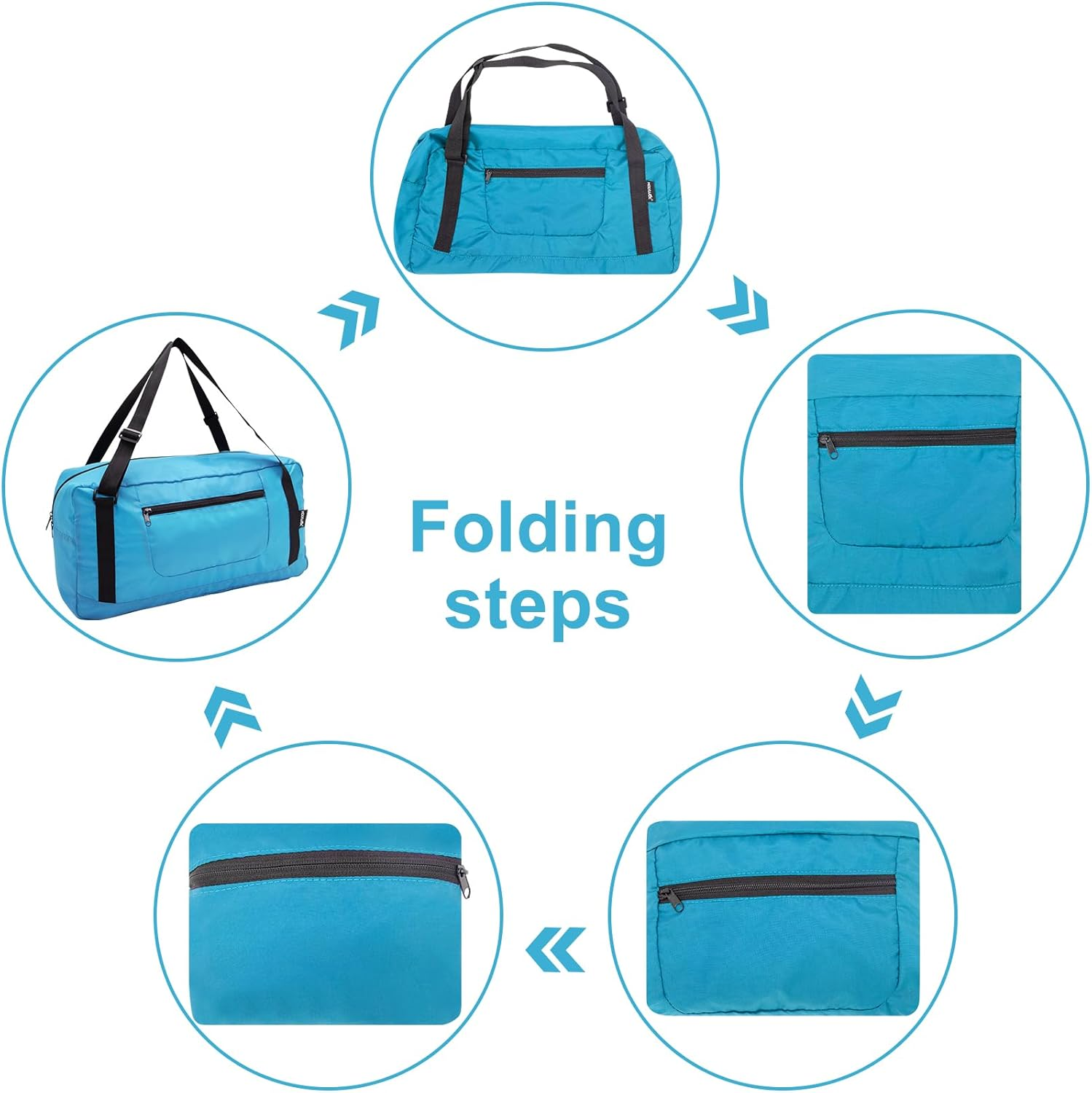 HOLYLUCK Foldable Travel Duffel Bag for Women & Men Luggage Great for Gym, A-Sky Blue, 30L, Travel Bag - A-Blue image number 3