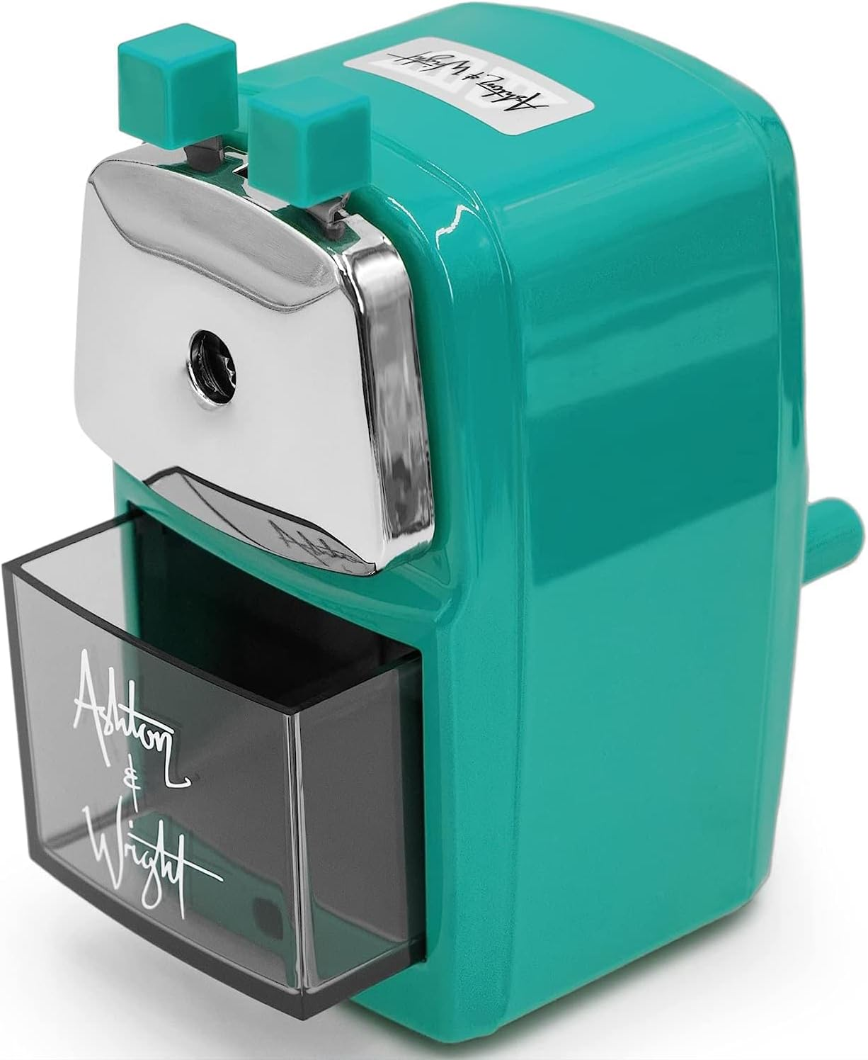 Ashton and Wright - Mechanical Desktop Pencil Sharpener - Teal - Lime Green image number 4