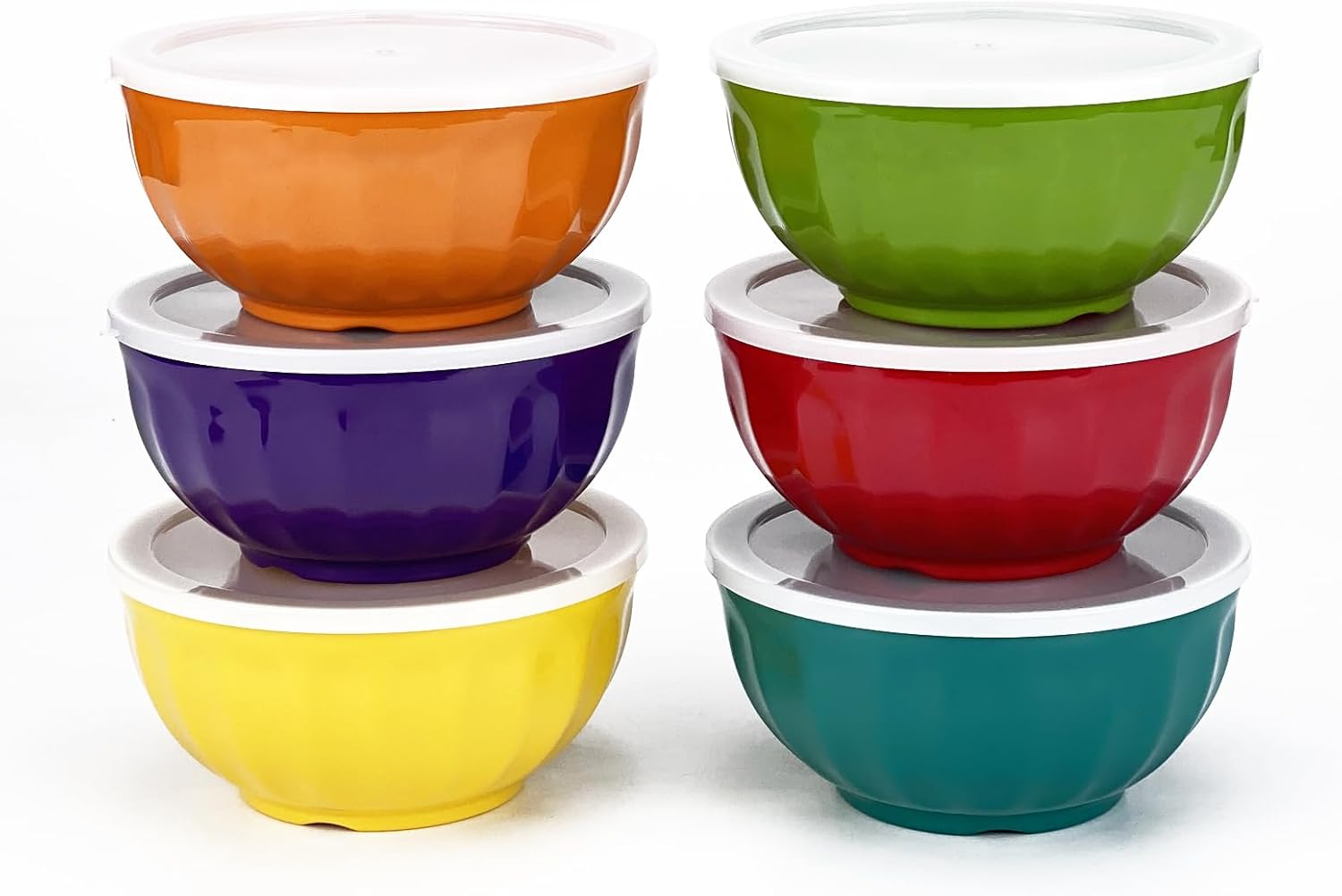 Yalin Melamine Bowls Set, 6 Inch 100% Melamine Cereal/Soup/Salad Bowls, 28Oz, Set of 6 in 6 Assorted Colors, Shatter Proof and Dishwasher Safe, BPA Free (With Lid) image number 5