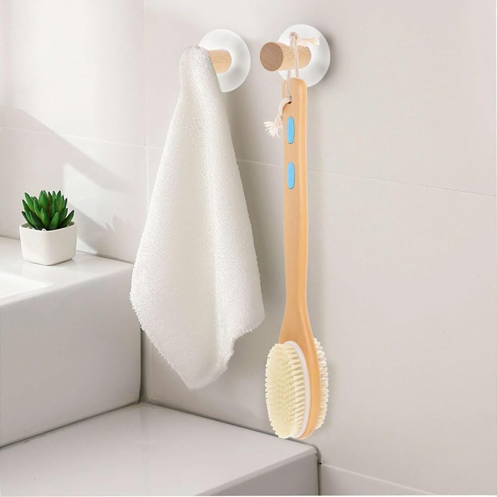 Aufondof Body Scrubber with Soft and Stiff Bristles, Shower Brush Bath Dual-Sided Long Handle Back Scrubber Body Exfoliator for Bath Wet or Dry Brush,Back Brush image number 3