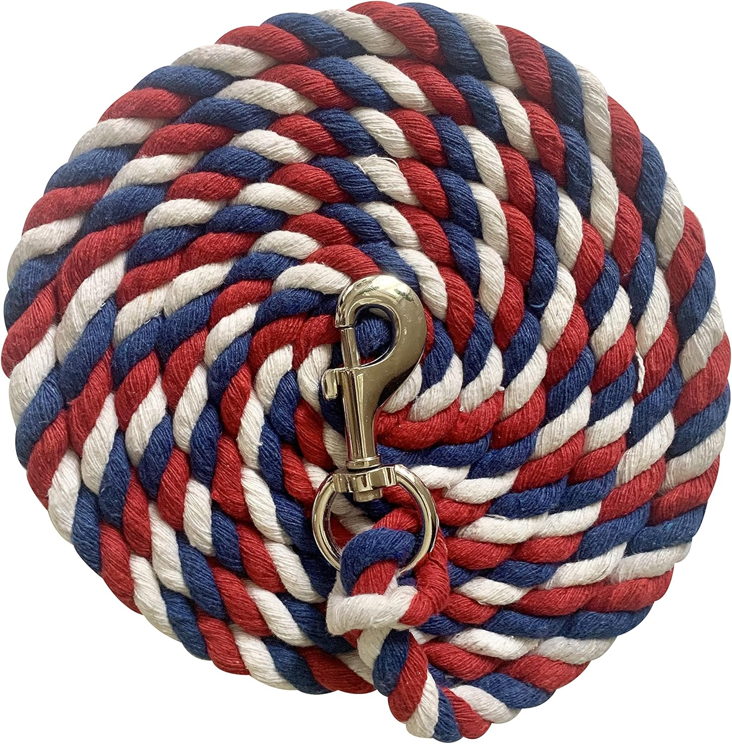 Majestic Ally Pack of 2 Solid Cotton Lead Rope for Horses & Livestock &ndash; 10 Foot Long and 5/8 Inch Thick - Replaceable Heavy-Duty Satin Bolt Snap &ndash; Handmade &ndash; Soft, Broken in Feel (Patriotic) image number 2