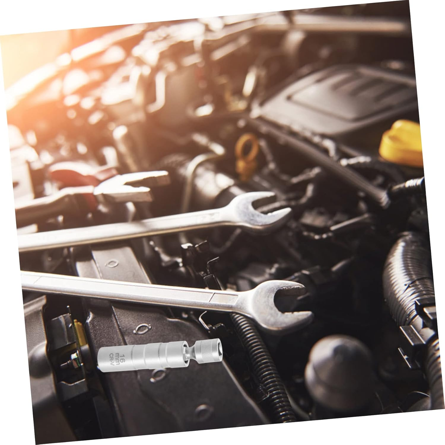 Vaguelly Magnetic Swivel Spark Plug Removal Tool 16Mm Thin Wall Flexible Socket for Vehicle Maintenance Compatible Cars and Motorcycles image number 2