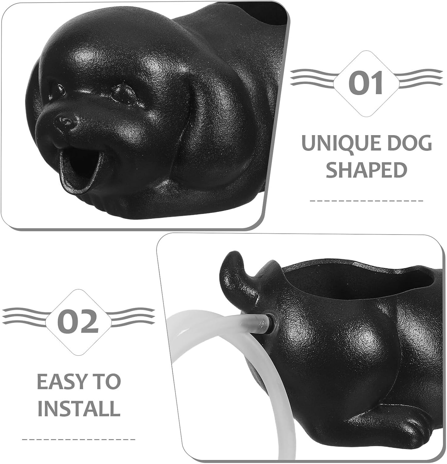 Ifundom Ceramic Dog Fountain Spitter for Garden Decorative Jar Waterfall Spout Aquarium Tabletop Ornament Enhancing Fish Activity and Aquatic Interaction image number 2