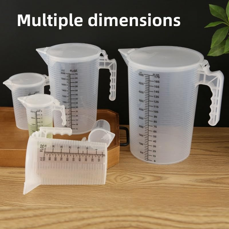 Measuring Cup with Scale Liquid Container Measuring Jug with Handle Clear Baking Accessories Water Pitcher Jug for Tea Shop Black Graduations with Handle Lid and Spout for Lab Kitchen Home (0.5L) image number 3