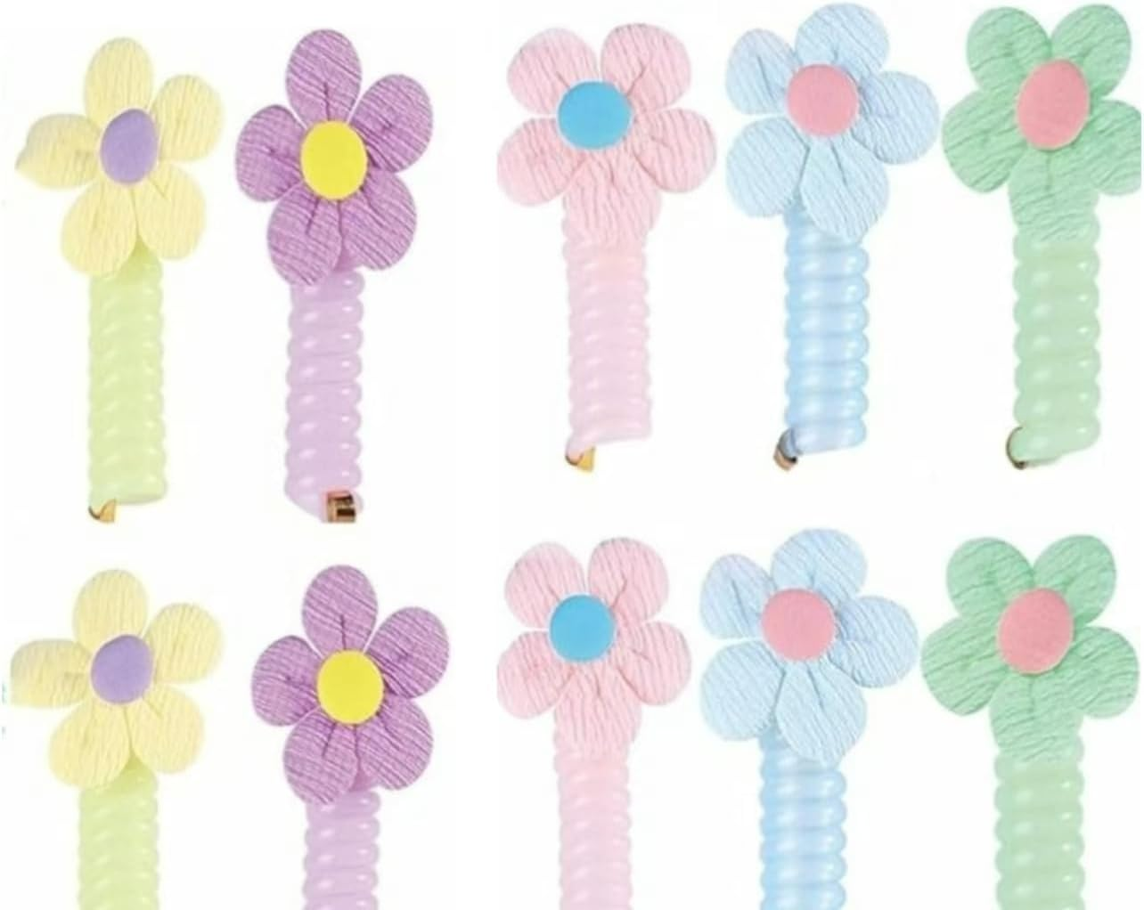 Colorful Flower Braided Phone Cord Hair Bands, 10Pcs Colorful Telephone Wire Hair Band Phone Cord Hair Bands,Colorful Telephone Wire Hair Band Spiral Hair Bands,Colorful Telephone Wire Hair Bands image number 6