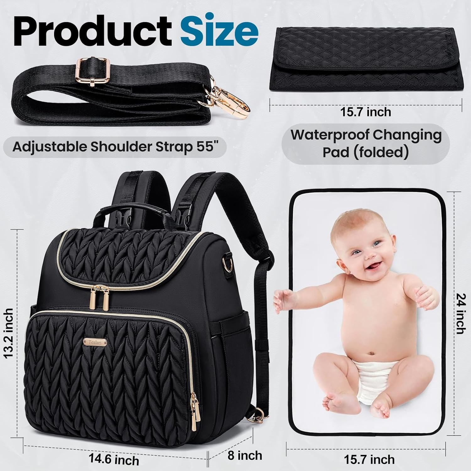 Diaper Bag Backpack,Baby Diaper Bag,Waterproof Diaper Backpack with Changing Pad,Multiple Usage Modes Switchable
