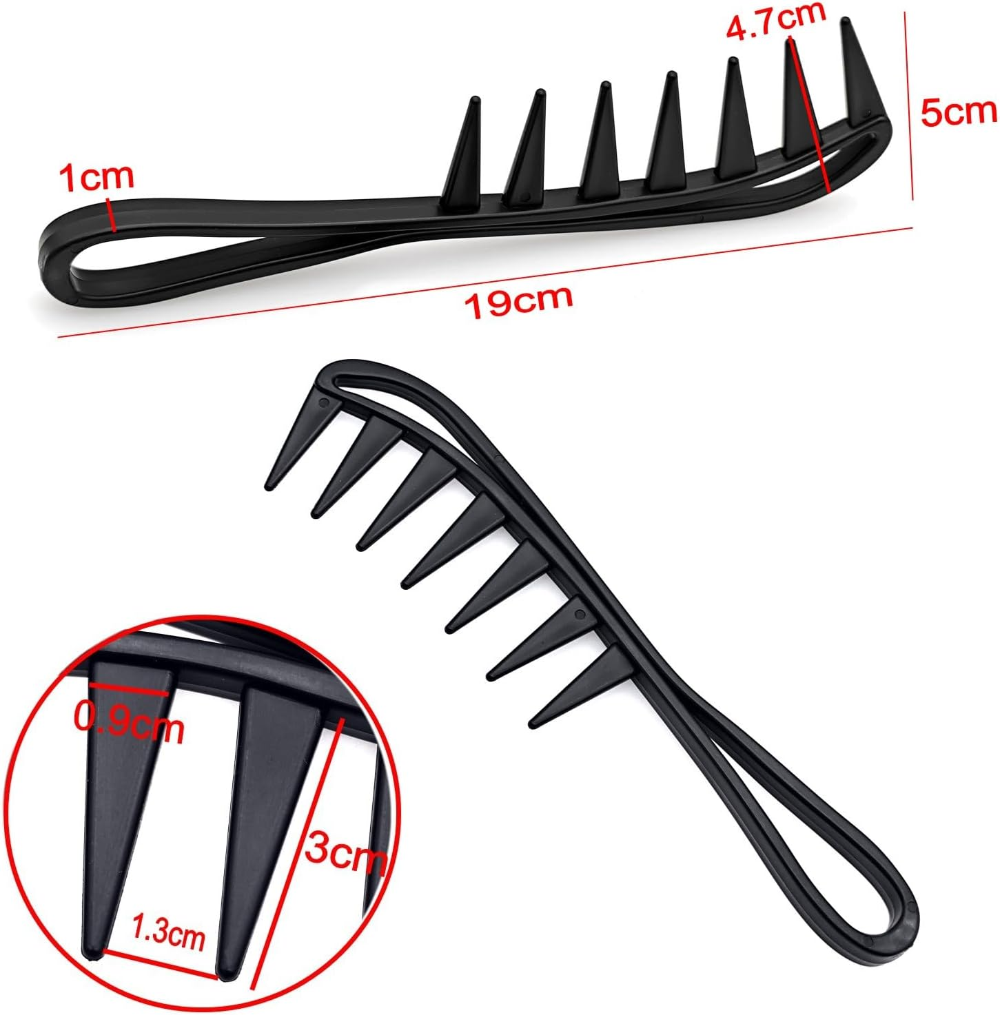 JZK 2 X Extra Wide Tooth Combs for Wavy/Curly Hair, Texture Pompadour Slickback Detangling Comb for Men and Women, Shark Tooth Hair Comb for Curls image number 6