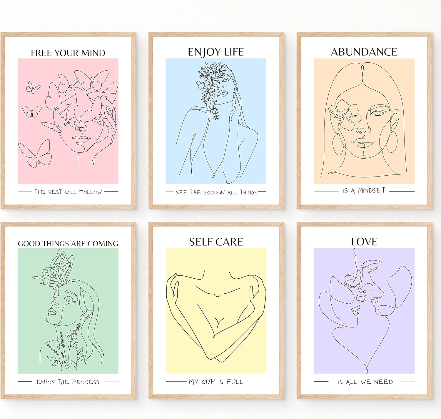 JUJU'S VIBES Pastel Danish Room Decor - Aesthetic Wall Art for Women, Teen - Wall Collage Pictures Prints, Cute Posters Clean Girl for Bedroom, College Dorm Apartment - 8X10 Set of 6 UNFRAMED.