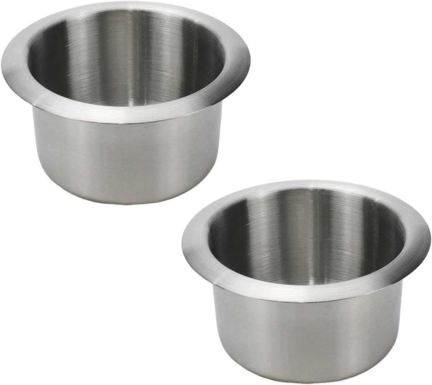 Antrader 2 Pieces Cup Holder Inserts for Car Replacement Stainless Steel Cup Holder for Boat, Sofa, Recliner,Table, Silver, 107 X 55Mm Outer Size, 84Mm Inner Dia.