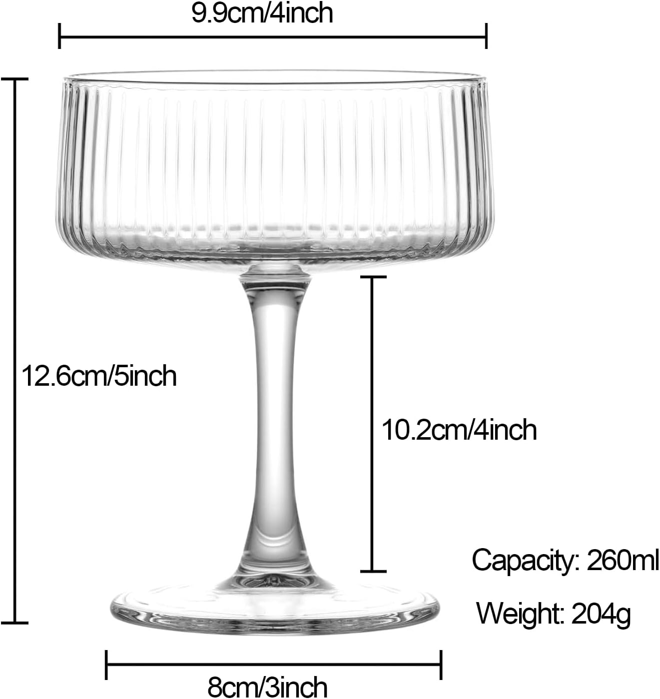 Martini Glasses, Crystal Coupe Glasses 8Oz Cocktail Glasses Set of 4, Large and Fancy Cocktail Glasses, Hand-Blown Champagne Coupe Glasses for Espresso Martini, Manhattan as Bar Glassware or Home Bar