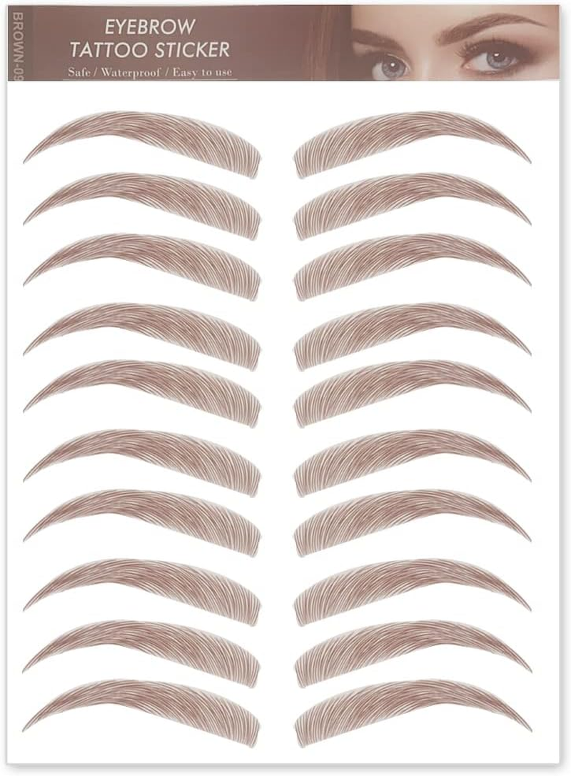 Hair-Like Authentic Eyebrows 4D Brown Natural Tattoo Eyebrow Stickers Waterproof Imitation Ecological Lazy for Woman & Man Makeup Tool 9 Pcs