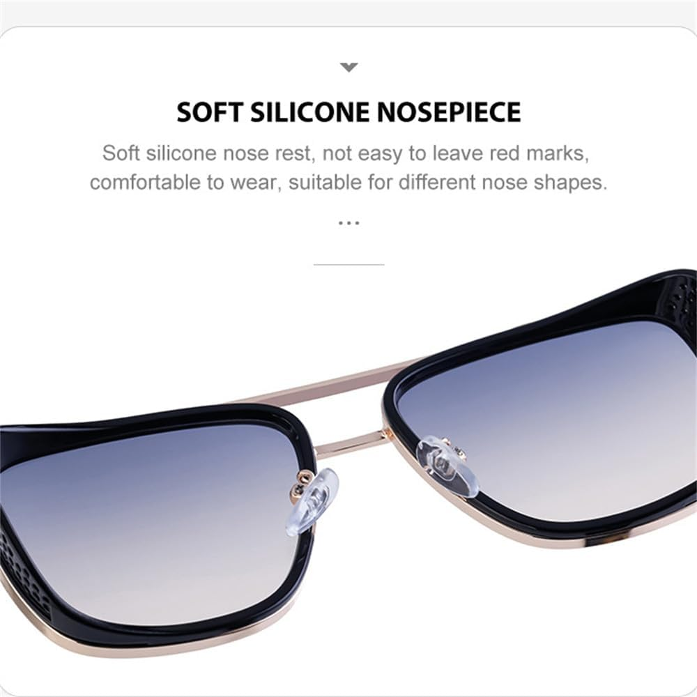 Retro Men'S Steam Punk Sunglasses Square Metal Eyeglass Frame Outdoor Sports Driving Sun Protection image number 5