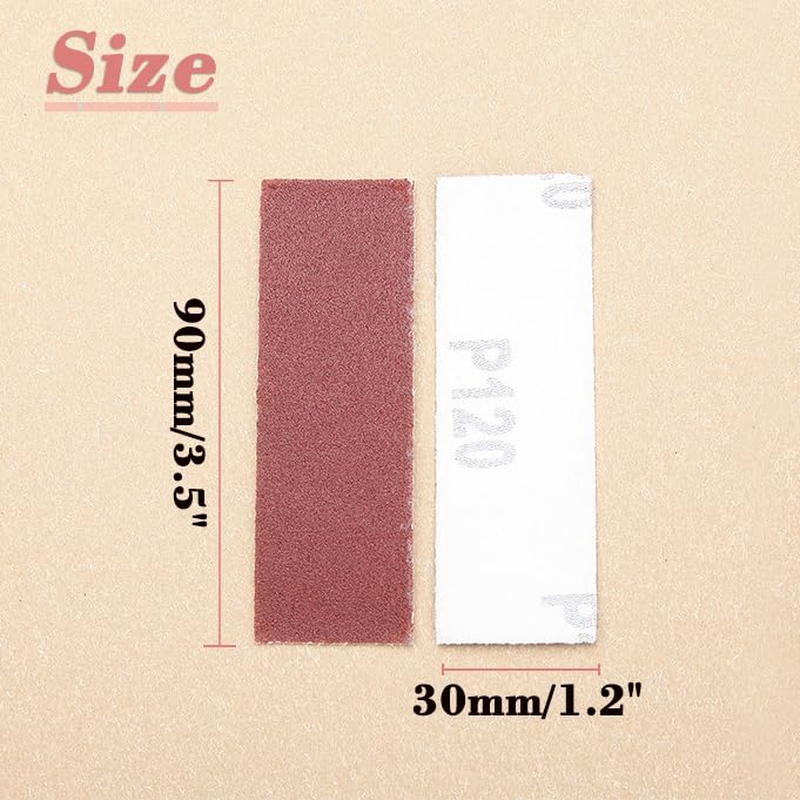 LEONTOOL 100Pcs Micro Detail Sander Paper Kit 3.5X1.2 Inch Hook and Loop Sandpaper Strips 120 Grit, Micro Finishing Sander Paper Detail Sander Refills for DIY Crafts Wood Tight Narrow Spaces Polishing image number 6