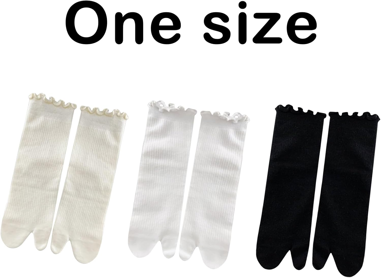 Tzylomirx 3 Pairs Split Toe Socks for Women, Ruffled Split Toe Socks, Suitable for Popular Styles - Create Fashionable Sports Casual Wear image number 1