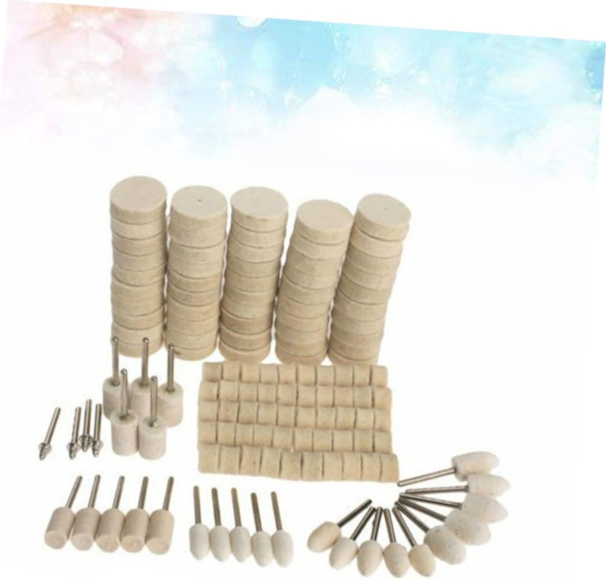 MAGICLULU 129Pc Wool Polishing Wheel Set Felt Buffing Pads for Metal Surface Waxing and Polishing Compatible Rotary Tools for Automotive and Home Use image number 4