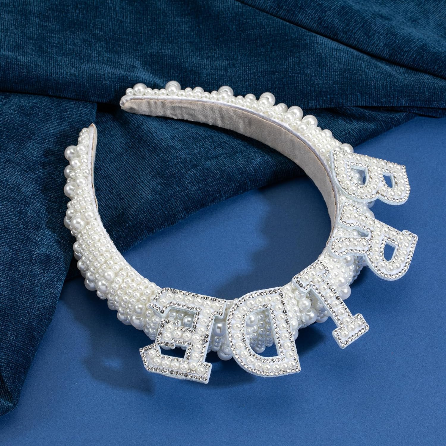 Pearl Bride Headband - Bachelorette Party Decorations, Bride Wide Pearl Headband image number 2