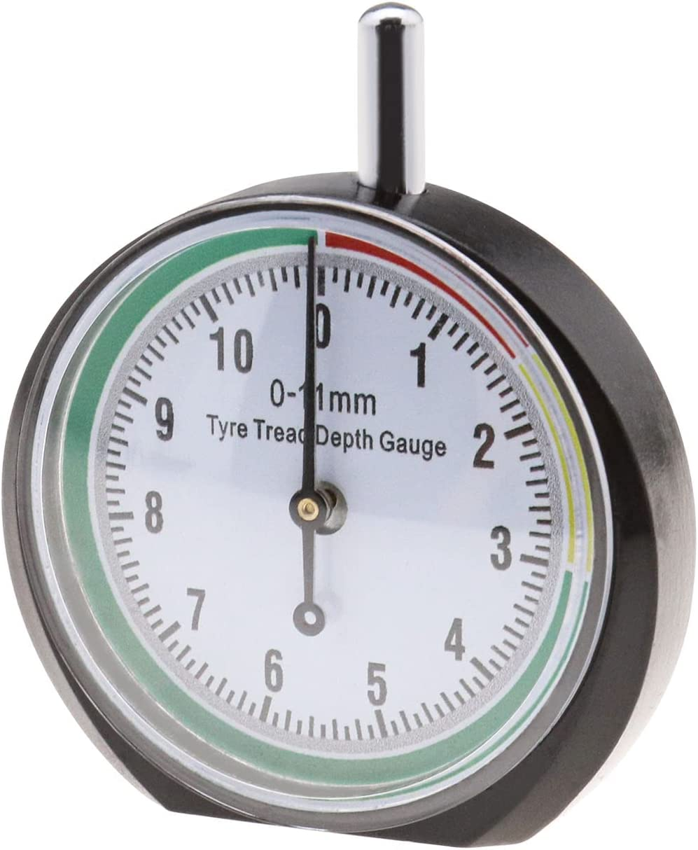 SING F LTD Professional Dial Type Tyre Tread Depth Gauge Portable Wheel Tyre Measurement Tool Range 0-11Mm for Cars Motorcycles Trucks Off-Road Vehicles