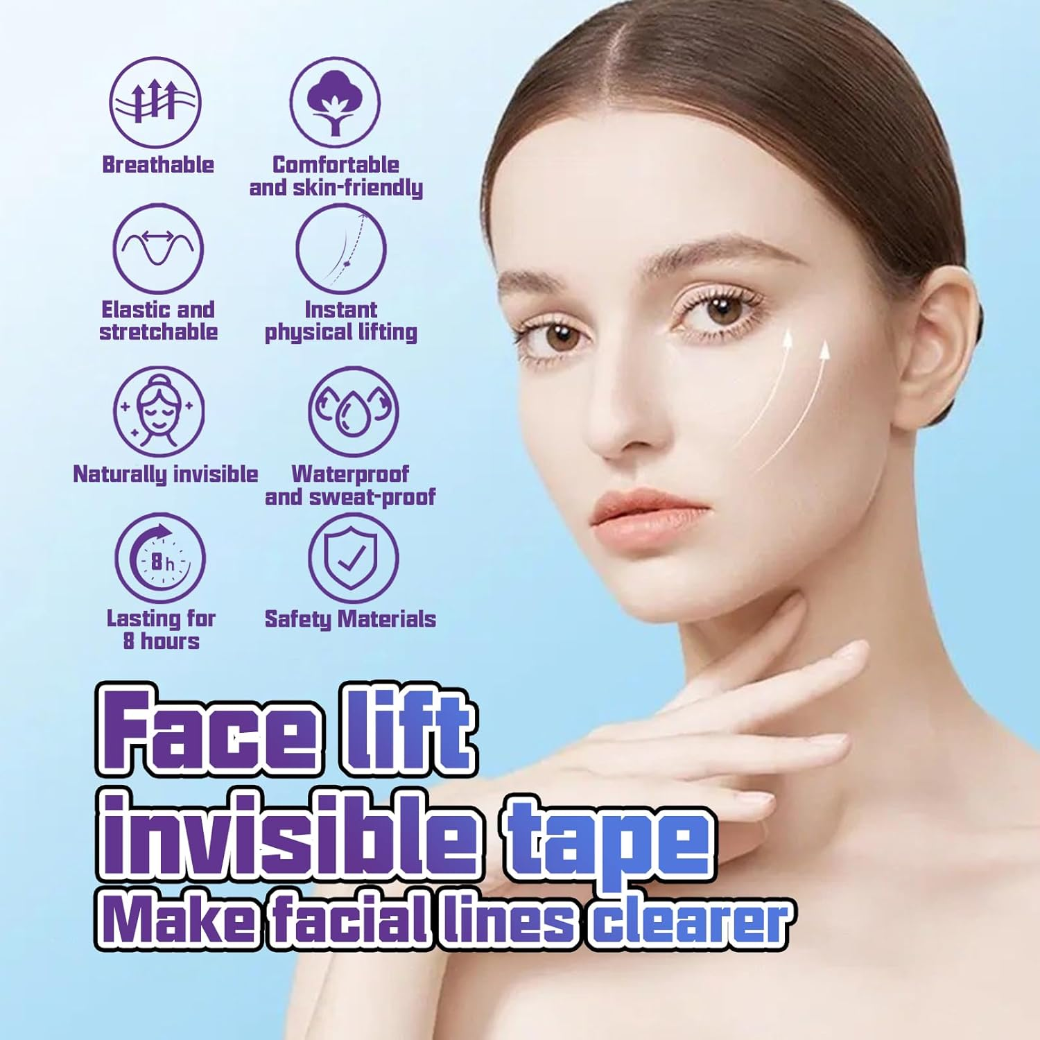 HAIOLORPRO 240PCS Face Lift Tape, Neck Tape Lifting Invisible, Makeup Facelift Tapes for Lifting Sagging Skin, Wrinkles, Jowls, Eyes, Double Chin