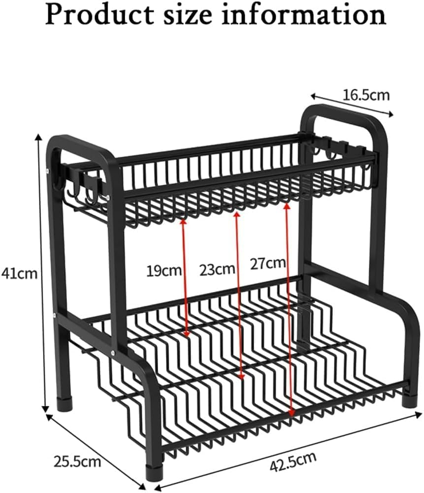 HCHANGEN Kitchen Spice Rack Organiser 2-Tier, Ladder Design Storage Stand with 8 Hooks image number 2