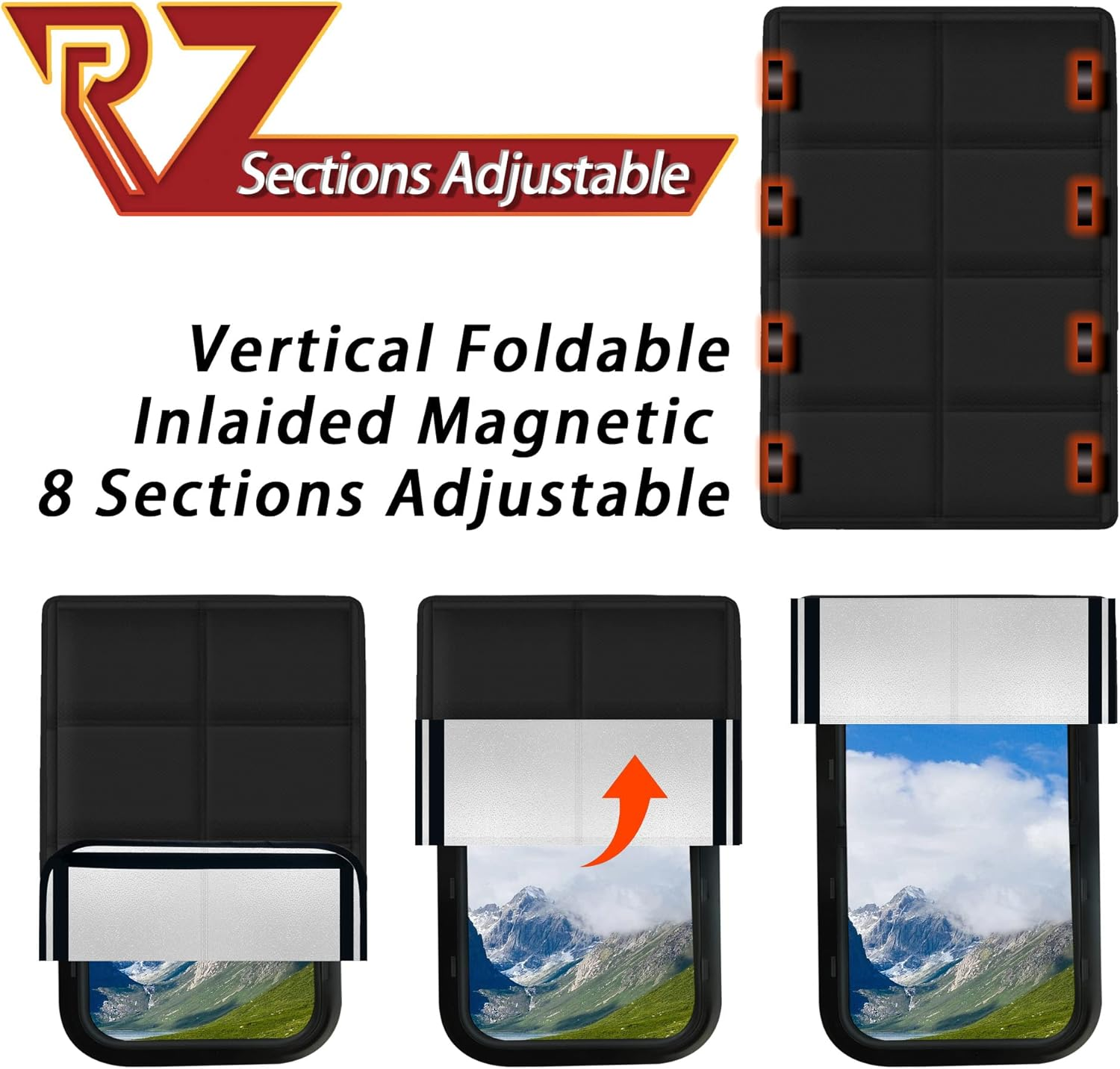 RV Murts RV Door Window Shade, 64 X 40Cm Magnetic Foldable Camper Door Window Insulation Cover UV Reflection, Privacy Protection Travel Trailers Sun Blackout, Velcro Waterproof Thickened Oxford Fabric image number 3