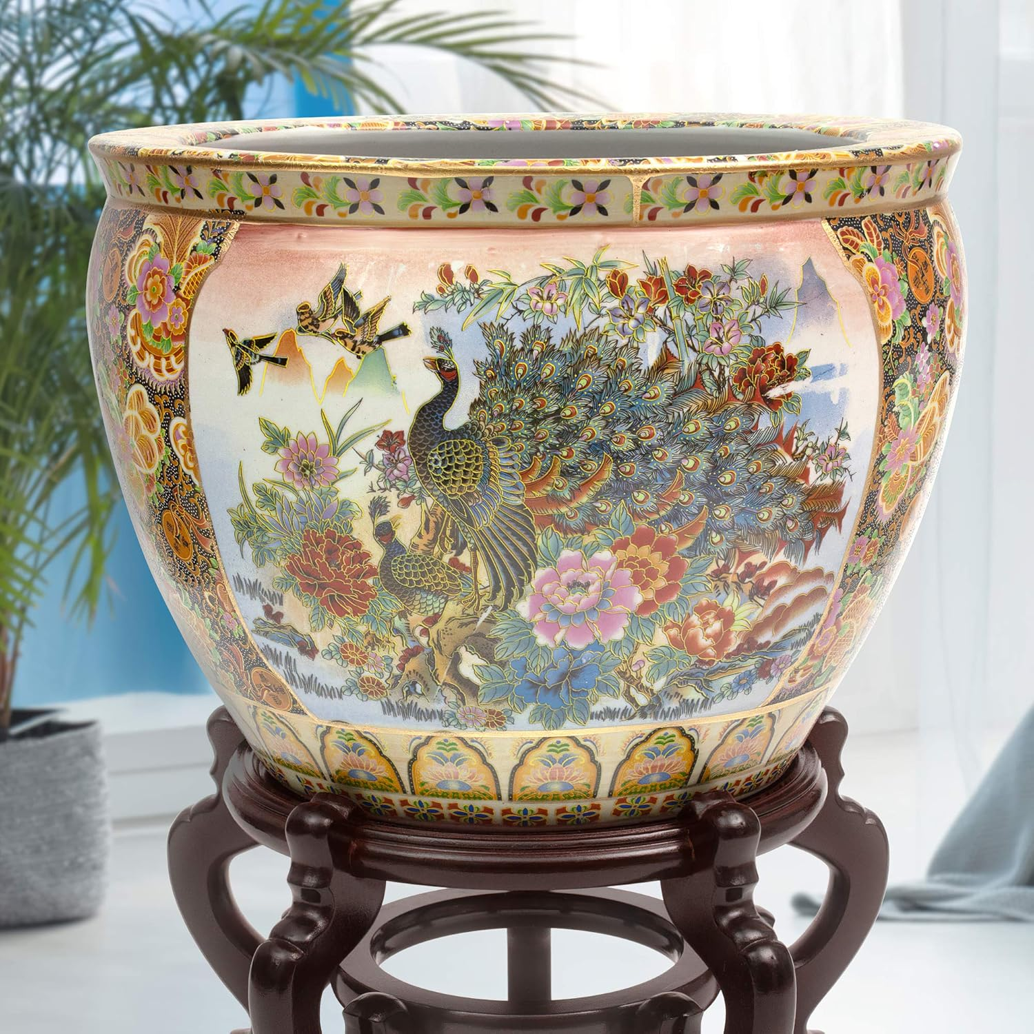 Oriental Furniture Porcelain Planter, 12", Multi image number 2