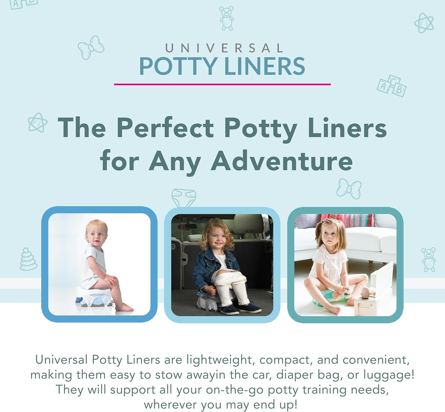 Kalencom Universal Potty Liners - Disposable Potty Liners for Toddlers - Absorbent and Leakproof - Compatible with Potette Travel Potty and Most Standard Toddler Potties - 36 Count